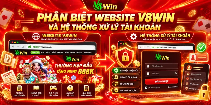 Home 26 Home Phân biệt website V8WIN và hệ thống xử lý tài khoản